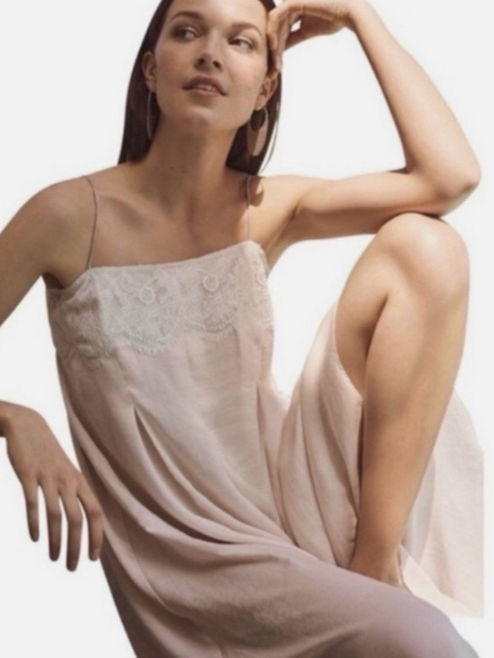 Anthropologie Saturday Sunday Flowy Wide Leg Lace Trim Metallic Tie Jumpsuit S